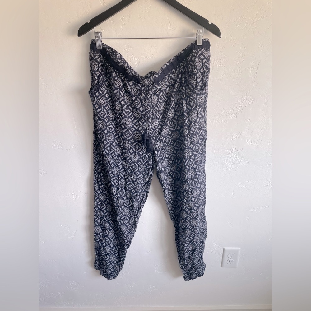 Navy Printed Pants Knox Rose XXL
